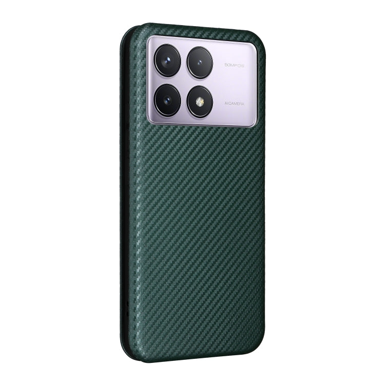 For Redmi K70 Carbon Fiber Texture Flip Leather Phone Case(Green) - K70 Cases by buy2fix | Online Shopping UK | buy2fix