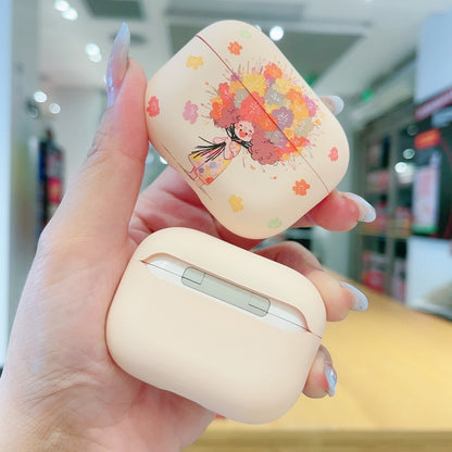 For AirPods 2 / 1 Girl Pattern Earbuds Box Frosted TPU Case(Flower) - For AirPods 1/2 by buy2fix | Online Shopping UK | buy2fix