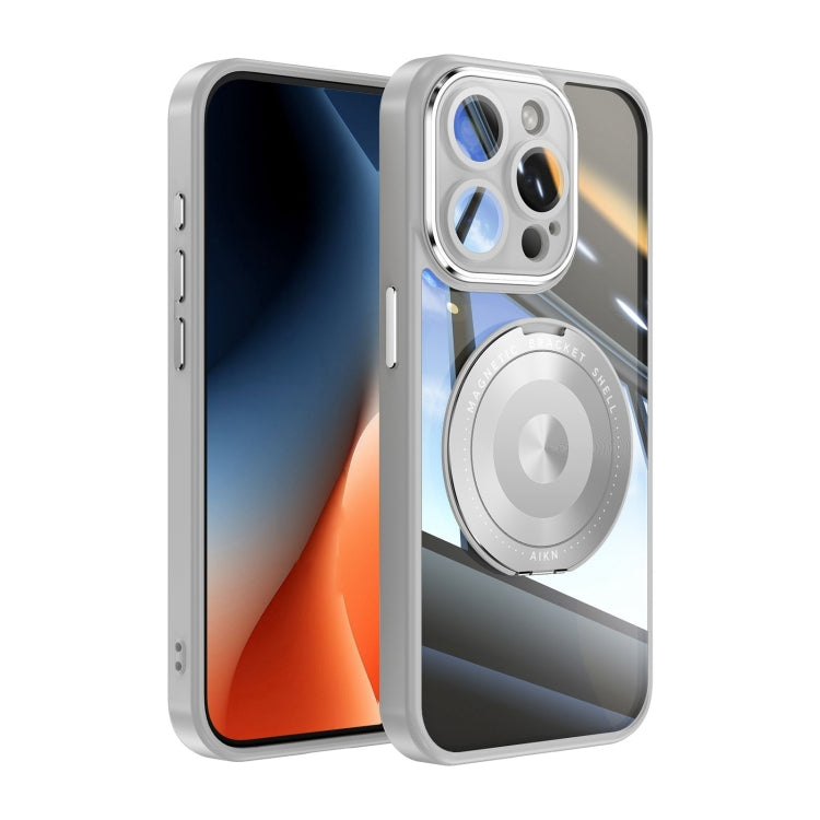 For iPhone 12 Pro Max 360 Holder Magsafe Acrylic Hybrid TPU Phone Case(Grey) - iPhone 12 Pro Max Cases by buy2fix | Online Shopping UK | buy2fix