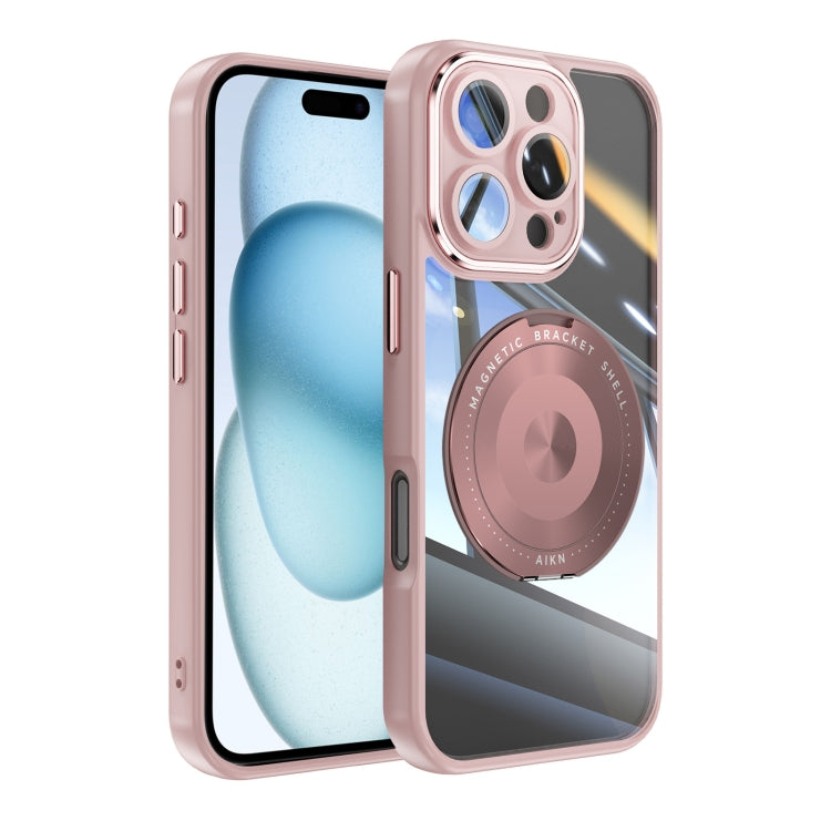 For iPhone 16 Pro 360 Holder Magsafe Acrylic Hybrid TPU Phone Case(Pink) - iPhone 16 Pro Cases by buy2fix | Online Shopping UK | buy2fix