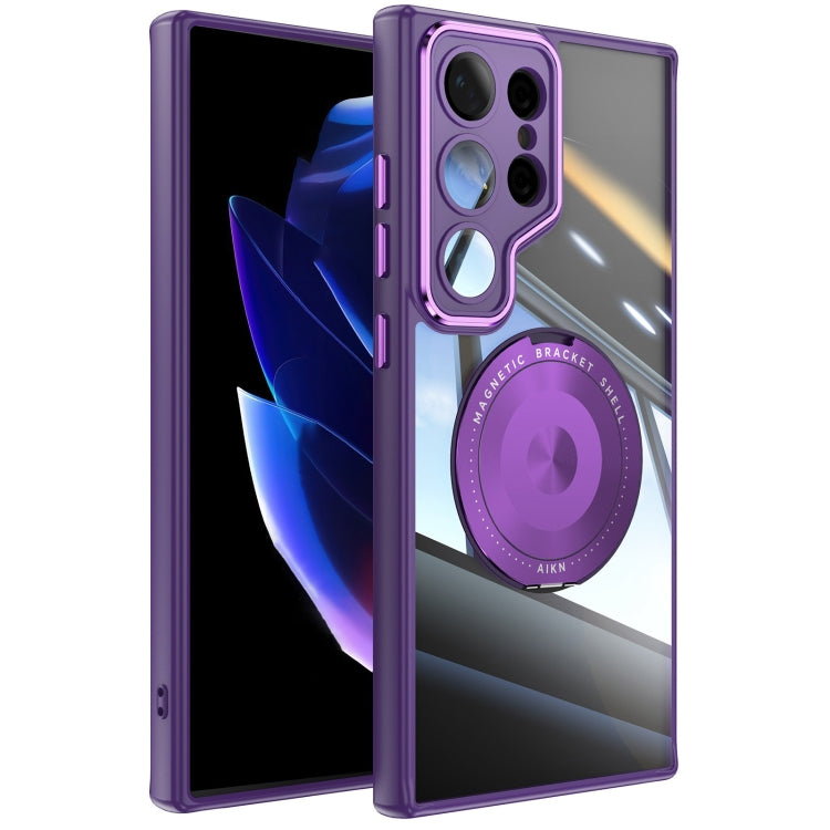 For Samsung Galaxy S25 Ultra 5G 360 Holder MagSafe Acrylic Hybrid TPU Phone Case(Purple) - Galaxy S25 Ultra 5G Cases by buy2fix | Online Shopping UK | buy2fix