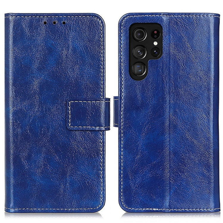 For Samsung Galaxy S25 Ultra 5G Retro Crazy Horse Texture Leather Phone Case(Blue) - Galaxy S25 Ultra 5G Cases by buy2fix | Online Shopping UK | buy2fix