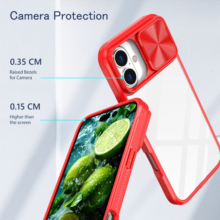 For iPhone 16 Sliding Camshield Acrylic Hybrid TPU Phone Case(Red) - iPhone 16 Cases by buy2fix | Online Shopping UK | buy2fix