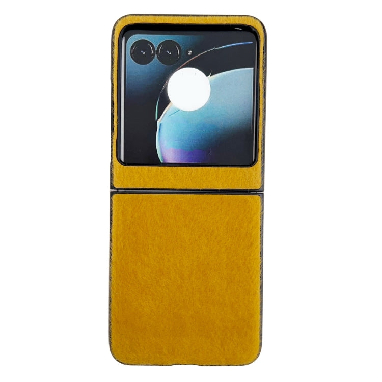 For Motorola Razr 50 Mink Plush PC Phone Case(Yellow) - Motorola Cases by buy2fix | Online Shopping UK | buy2fix