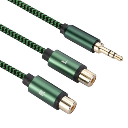 3.5mm Male to 2 RCA Female Audio Cable Amplifier Connector, Length:2m(Green) - RCA Cable by buy2fix | Online Shopping UK | buy2fix