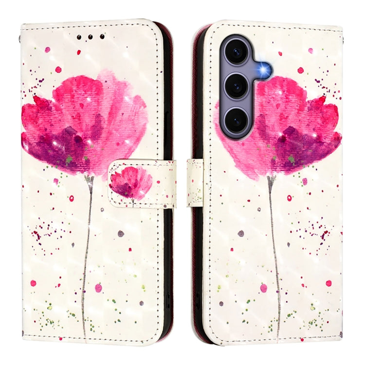 For Samsung Galaxy S25 5G 3D Painting Horizontal Flip Leather Phone Case(Flower) - Galaxy S25 5G Cases by buy2fix | Online Shopping UK | buy2fix