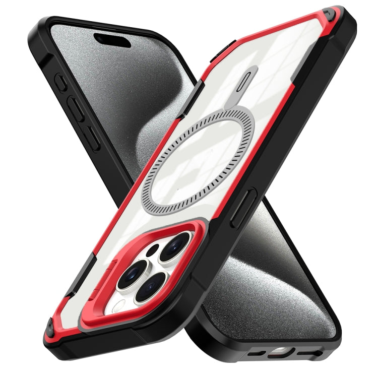 For iPhone 15 Pro Max Transparent Acrylic MagSafe Lens Holder Phone Case(Red) - iPhone 15 Pro Max Cases by buy2fix | Online Shopping UK | buy2fix