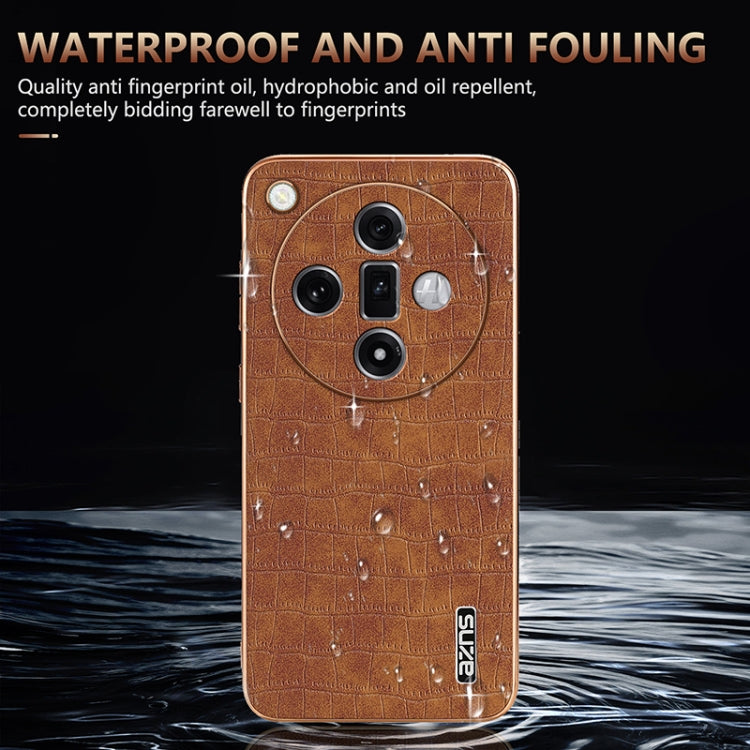 For OPPO Find X7 AZNS Electroplated Frame Crocodile Texture Full Coverage Phone Case(Black) - Find X7 Cases by AZNS | Online Shopping UK | buy2fix