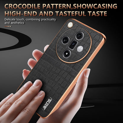 For OPPO Find X7 AZNS Electroplated Frame Crocodile Texture Full Coverage Phone Case(Brown) - Find X7 Cases by AZNS | Online Shopping UK | buy2fix