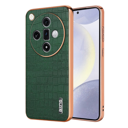 For OPPO Find X7 AZNS Electroplated Frame Crocodile Texture Full Coverage Phone Case(Green) - OPPO Cases by AZNS | Online Shopping UK | buy2fix