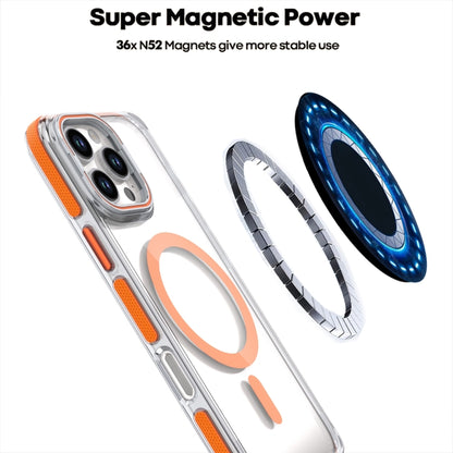 For iPhone 16 Plus Dual-Color Clear Acrylic Hybrid TPU Lens Flip Holder MagSafe Phone Case(Orange) - iPhone 16 Plus Cases by buy2fix | Online Shopping UK | buy2fix