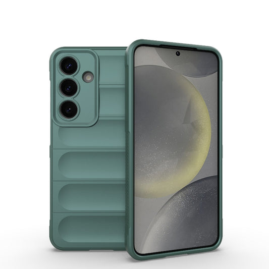 For Samsung Galaxy S25 5G Magic Shield TPU + Flannel Phone Case(Dark Green) - Galaxy S25 5G Cases by buy2fix | Online Shopping UK | buy2fix