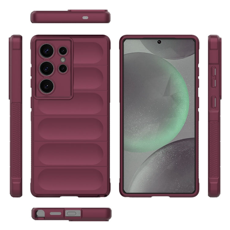 For Samsung Galaxy S25 Ultra 5G Magic Shield TPU + Flannel Phone Case(Wine Red) - Galaxy S25 Ultra 5G Cases by buy2fix | Online Shopping UK | buy2fix