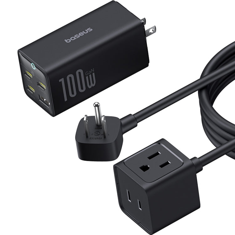 Baseus Lingao Mini Series 100W 3Type-C+USB Ports with 1 Socket Desktop GaN Charger, Length: 1.5m(US Plug) - Multifunction Charger by Baseus | Online Shopping UK | buy2fix