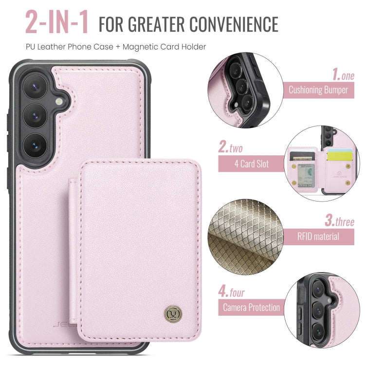 For Samsung Galaxy S24 5G JEEHOOD J05 Business Magnetic Style RFID Leather Phone Case(Pink) - Galaxy S24 5G Cases by JEEHOOD | Online Shopping UK | buy2fix