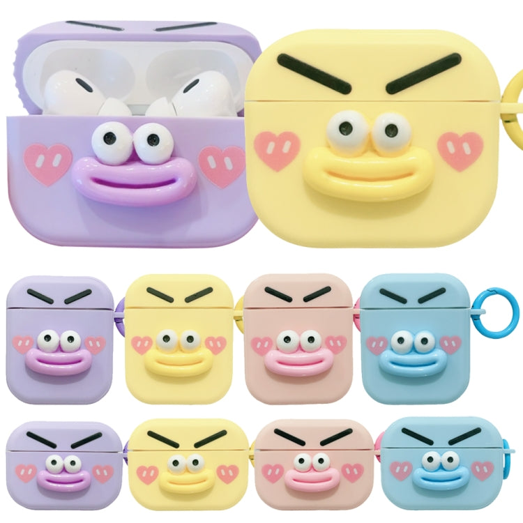 For AirPods Pro Fresh 3D Emoji Pattern Skin Feel Earbuds Box PC Case(Purple) - For AirPods Pro by buy2fix | Online Shopping UK | buy2fix