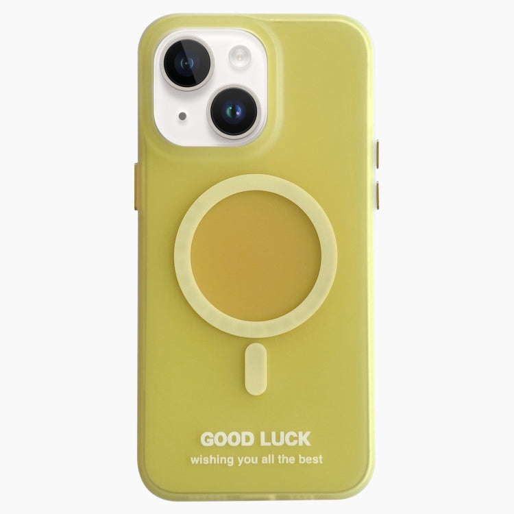 For iPhone 13 Double-Layer Frosted IMD Macaron Color MagSafe Phone Case(Yellow) - iPhone 13 Cases by buy2fix | Online Shopping UK | buy2fix