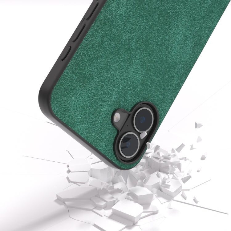 For iPhone 16 Black Frame PU Leather Full Coverage Phone Case(Green) - iPhone 16 Cases by buy2fix | Online Shopping UK | buy2fix