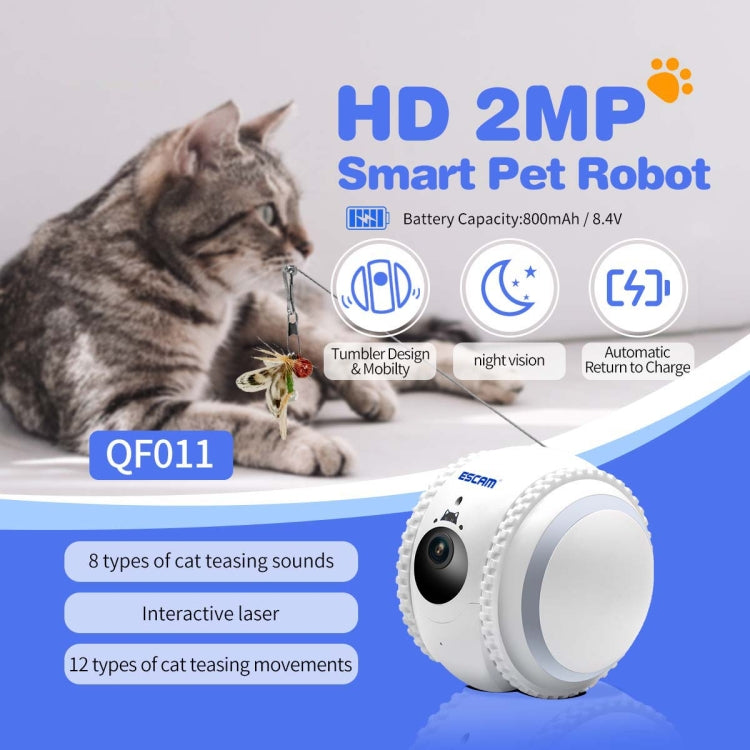 ESCAM QF011 2MP Smart Pet Robot Camera with Night Vision & APP Remote Control(EU Plug) - Wireless Camera by ESCAM | Online Shopping UK | buy2fix