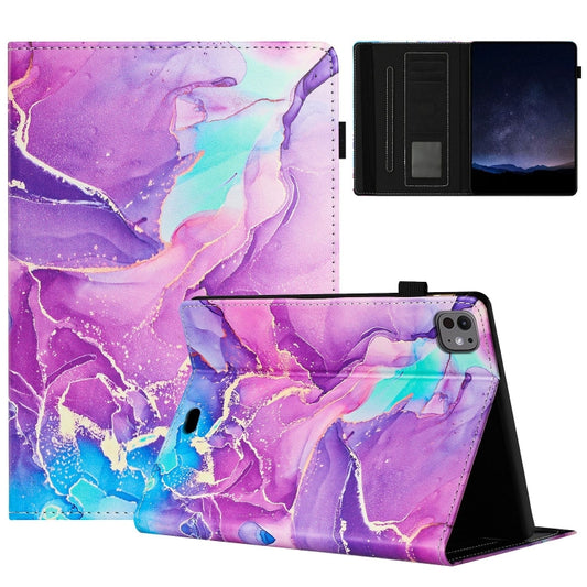 For iPad Pro 11 2024 Marble Litchi Leather Smart Tablet Case(Purple) - iPad Pro 11 2024 Cases by buy2fix | Online Shopping UK | buy2fix