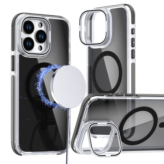 For iPhone 16 Pro Magsafe Dual-Color Transparent Black Lens Holder Phone Case(Black) - iPhone 16 Pro Cases by buy2fix | Online Shopping UK | buy2fix