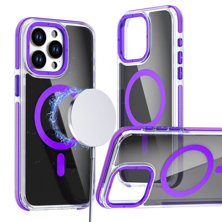 For iPhone 16 Pro Max Magsafe Dual-Color Transparent Black Full Coverage Phone Case(Purple) - iPhone 16 Pro Max Cases by buy2fix | Online Shopping UK | buy2fix