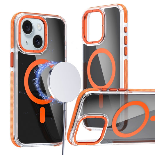 For iPhone 15 Plus Magsafe Dual-Color Transparent Black Full Coverage Phone Case(Orange) - iPhone 15 Plus Cases by buy2fix | Online Shopping UK | buy2fix