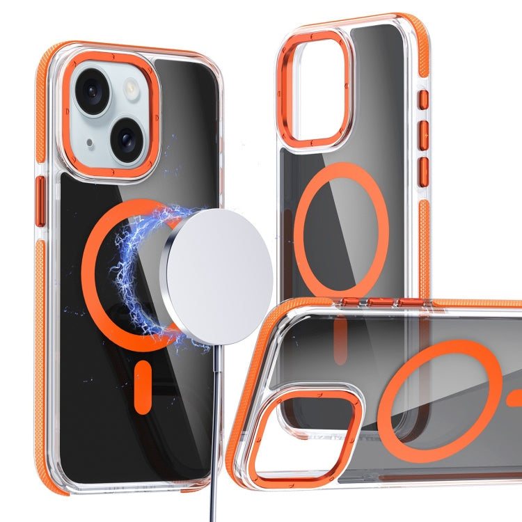 For iPhone 15 Magsafe Dual-Color Transparent Black Full Coverage Phone Case(Orange) - iPhone 15 Cases by buy2fix | Online Shopping UK | buy2fix