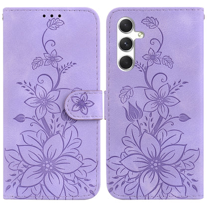 For Samsung Galaxy S25+ 5G Lily Embossed Leather Phone Case(Purple) - Galaxy S25+ 5G Cases by buy2fix | Online Shopping UK | buy2fix