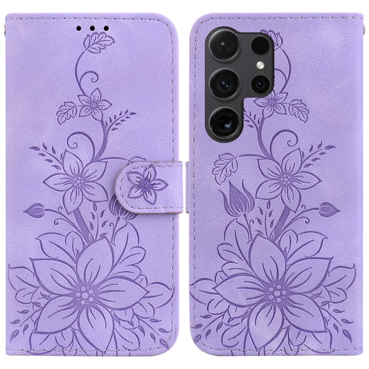 For Samsung Galaxy S25 Ultra 5G Lily Embossed Leather Phone Case(Purple) - Galaxy S25 Ultra 5G Cases by buy2fix | Online Shopping UK | buy2fix