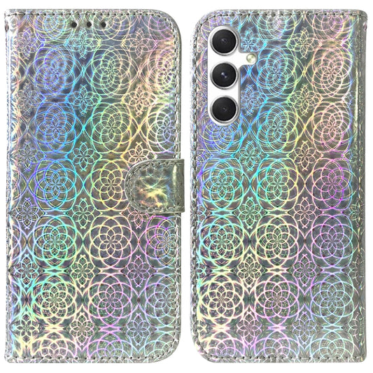 For Samsung Galaxy S25 5G Colorful Magnetic Buckle Leather Phone Case(Silver) - Galaxy S25 5G Cases by buy2fix | Online Shopping UK | buy2fix