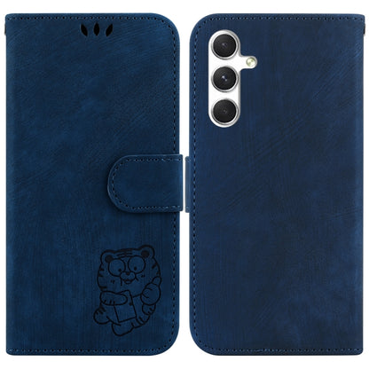 For Samsung Galaxy S25+ 5G Little Tiger Embossed Leather Phone Case(Dark Blue) - Galaxy S25+ 5G Cases by buy2fix | Online Shopping UK | buy2fix