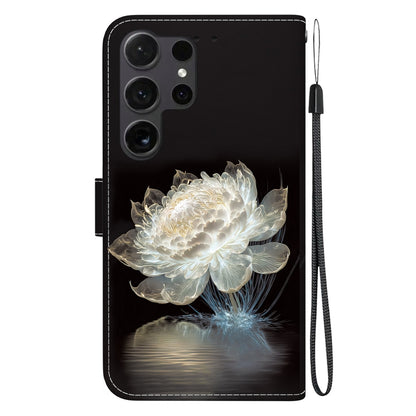 For Samsung Galaxy S25 Ultra 5G Crystal Texture Colored Drawing Leather Phone Case(Crystal Peony) - Galaxy S25 Ultra 5G Cases by buy2fix | Online Shopping UK | buy2fix