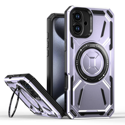 For iPhone 16 Plus Armor II Series MagSafe Magnetic Holder Phone Case(Light Purple) - iPhone 16 Plus Cases by buy2fix | Online Shopping UK | buy2fix