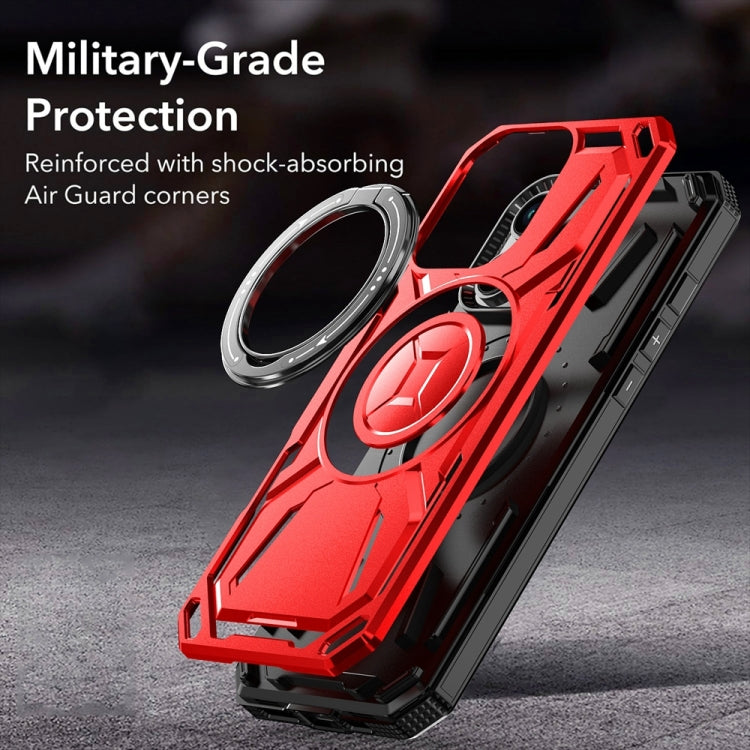 For iPhone 14 Armor II Series MagSafe Magnetic Holder Phone Case(Red) - iPhone 14 Cases by buy2fix | Online Shopping UK | buy2fix