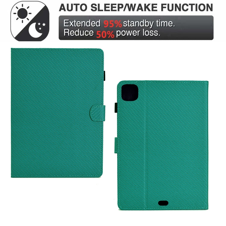 For iPad Air 11 2025 / 2024 Solid Color Fiber Texture Smart Tablet Leather Case(Lake Green) - iPad Air 11 2025 / 2024 Cases by buy2fix | Online Shopping UK | buy2fix