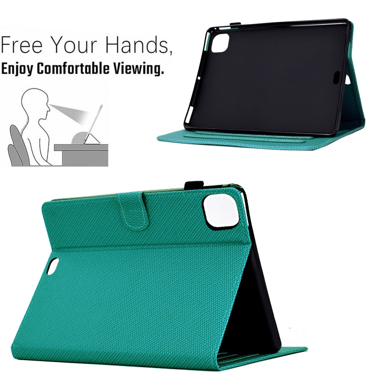 For iPad Air 11 2025 / 2024 Solid Color Fiber Texture Smart Tablet Leather Case(Lake Green) - iPad Air 11 2025 / 2024 Cases by buy2fix | Online Shopping UK | buy2fix