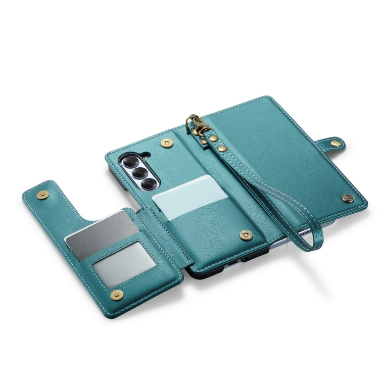 For Samsung Galaxy Z Fold6 5G CaseMe C22 PC+TPU Business Style RFID Anti-theft Lanyard Leather Phone Case with Pen Slot(Blue Green) - Galaxy Z Fold6 5G Cases by CaseMe | Online Shopping UK | buy2fix