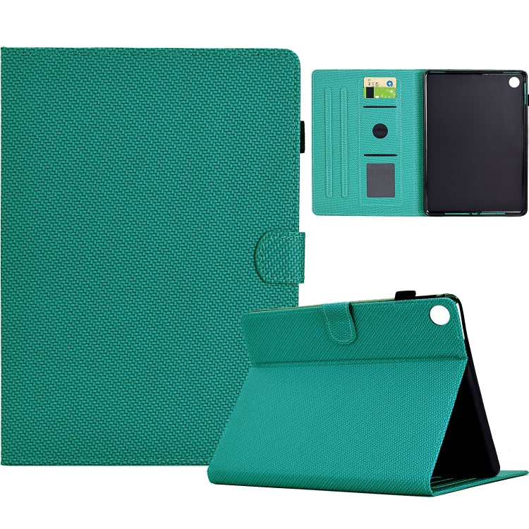 For Samsung Galaxy Tab A9 Solid Color Fiber Texture Smart Tablet Leather Case(Lake Green) - Galaxy Tab A9 by buy2fix | Online Shopping UK | buy2fix