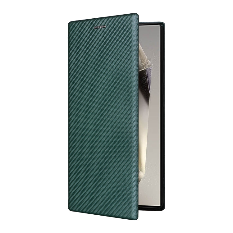 For Samsung Galaxy S25 Ultra 5G Carbon Fiber Texture Flip Leather Phone Case(Green) - Galaxy S25 Ultra 5G Cases by buy2fix | Online Shopping UK | buy2fix