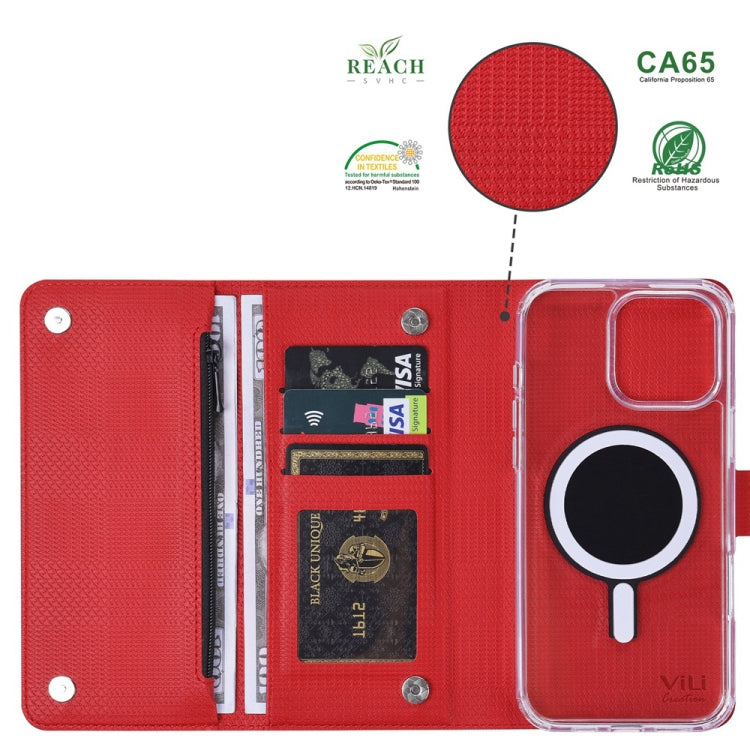 For iPhone 13 Pro ViLi GHB-C Series RFID MagSafe Magnetic Flip Leather Phone Case(Red) - iPhone 13 Pro Cases by ViLi | Online Shopping UK | buy2fix