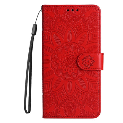 For Redmi K70 Ultra Embossed Sunflower Leather Phone Case(Red) - Xiaomi Cases by buy2fix | Online Shopping UK | buy2fix