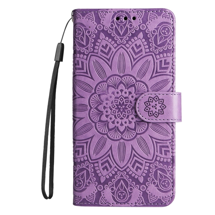 For Samsung Galaxy S25+ 5G Embossed Sunflower Leather Phone Case(Purple) - Galaxy S25+ 5G Cases by buy2fix | Online Shopping UK | buy2fix