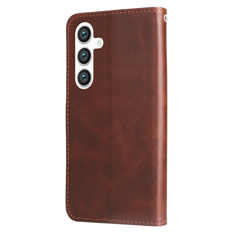 For Samsung Galaxy S25+ 5G Fashion Calf Texture Zipper Leather Phone Case(Brown) - Galaxy S25+ 5G Cases by buy2fix | Online Shopping UK | buy2fix