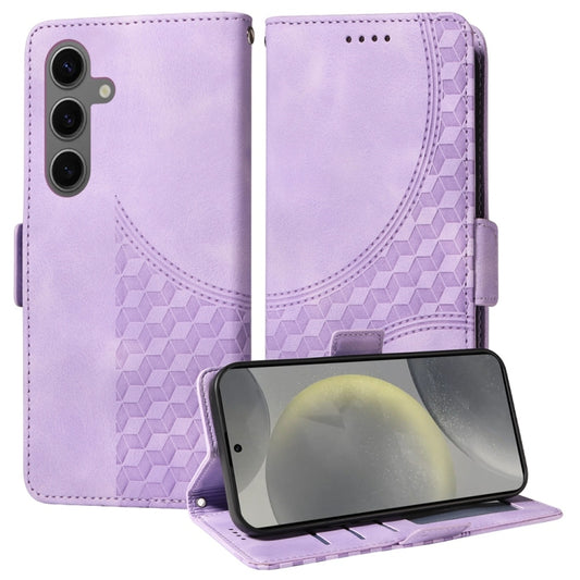 For Samsung Galaxy S25 5G Embossed Rhombus Starry Leather Phone Case(Purple) - Galaxy S25 5G Cases by buy2fix | Online Shopping UK | buy2fix