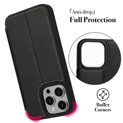 For iPhone 16 Plus Magnetic Armor Series RFID Card Slots Leather Phone Case(Black) - iPhone 16 Plus Cases by buy2fix | Online Shopping UK | buy2fix