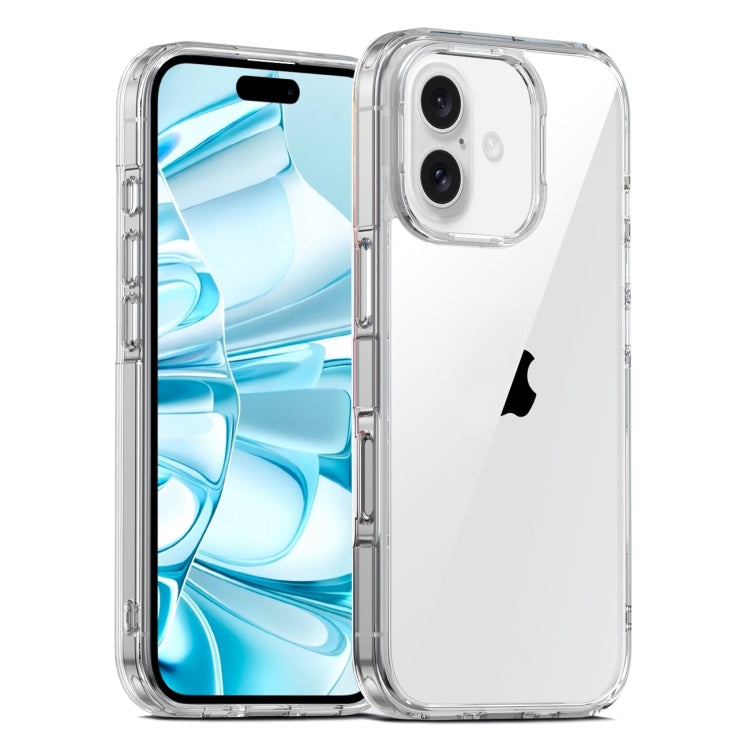 For iPhone 16 PC Hybrid TPU Full Coverage Shockproof Phone Case(Transparent) - iPhone 16 Cases by buy2fix | Online Shopping UK | buy2fix