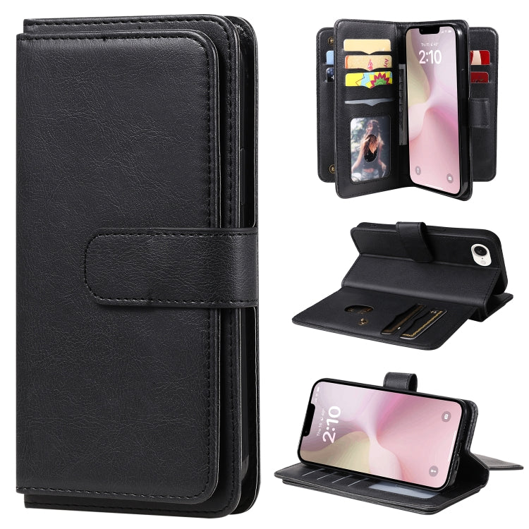 For iPhone SE 2024 Multi-Function Wallet 10 Card Slots Leather Phone Case(Black) - More iPhone Cases by buy2fix | Online Shopping UK | buy2fix