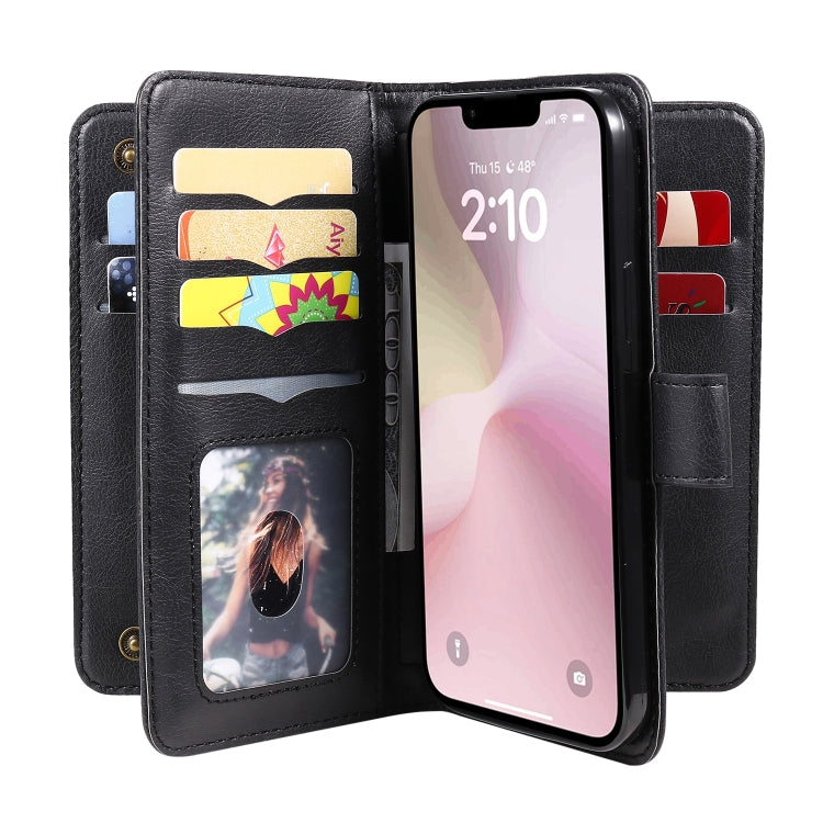 For iPhone SE 2024 Multi-Function Wallet 10 Card Slots Leather Phone Case(Black) - More iPhone Cases by buy2fix | Online Shopping UK | buy2fix