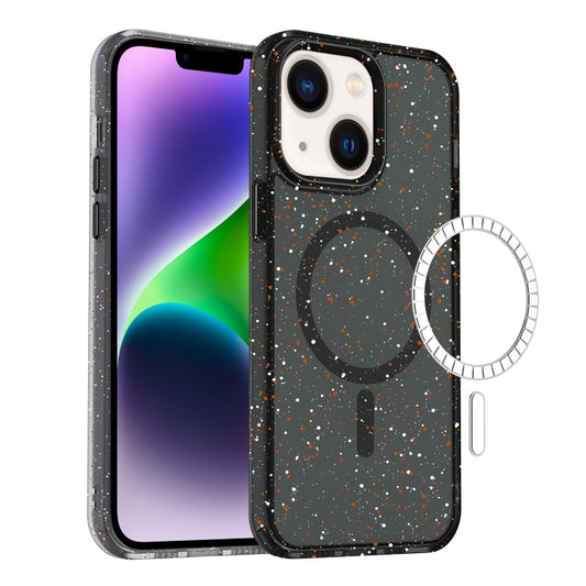 For iPhone 14 Plus Colorful Ink-splash Magsafe PC Hybrid TPU Phone Case(Black) - iPhone 14 Plus Cases by buy2fix | Online Shopping UK | buy2fix